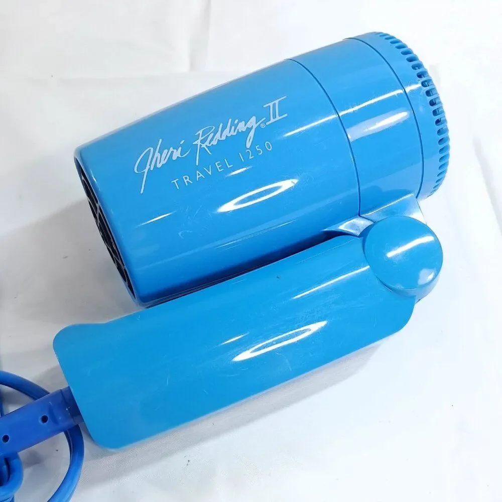 Jheri Redding‎ II Travel 1250 Hair Dryer Foldable folding blue JRK2657 Vintage